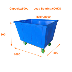 500l प्लास्टिक क्रट ट्रॉली वाणिज्यिक कपड़े और भंडारण के लिए पहियों हैंड कार्ट के साथ - Product Image 3