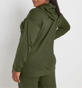Sweat à capuche unisexe en polaire respirant anti-rides de qualité supérieure pour femme, mélange polyester/coton, style streetwear hiver, coupe longue - Product Image 3