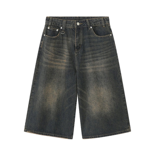 YASH SPORTS 2026 Custom Blank Mens Beach High Waist Quick Dry Breathable Denim Cotton Cargo Shorts Set Summer - Product Image 3