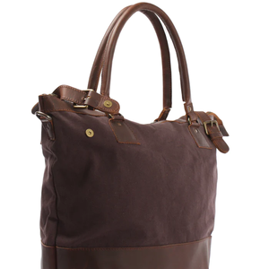 Vintage Styled Mocha Canvas Tote <b>Bag</b> for Women Water Resistant Shoulder <b>Bag</b> with Lockable Main Compartment and Removable Strap - Product Image 5