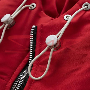 Veste matelassée rouge personnalisable pour hommes, manteaux chauds d'hiver, imperméable, tricoté, grande taille, fermeture à glissière, services OEM, toile polyester - Product Image 5