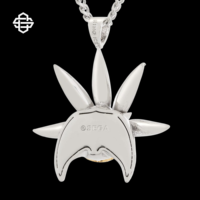 Pendentif hérisson personnalisé de luxe plaqué argent 925, serti de diamants Moissanite, style Hip Hop, bijoux à porter au quotidien pour hommes et femmes