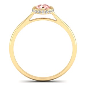 แหวนเพชรทองคำแท้ 14K 18K สีเหลือง ประดับพลอยมอร์แกไนต์ทรงกลมเจียระไนแบบรี (0.5 กะรัต) ดีไซน์วงแหวนแบบซ่อนรูปทรงรัศมี สำหรับผู้หญิง ยี่ห้อ REYES - Product Image 4