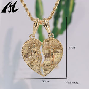 Colgante Cristiano de la Virgen María, Chapado en Oro de 14K, Aleación de Lujo, Dije de Corazón Grande, Joyería de Jesús, Virgen de Guadalupe, Colgante de Moda - Product Image 4