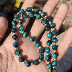 Collar de Cuentas de Piedra Preciosa de Ojo de Tigre Azul de 8 mm, Plata de Ley, Protección, Calma, Joyería Significativa, Regalo de Boda para Él y Ella - Product Image 4