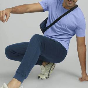 Pantalones Deportivos Azul Medianoche para Hombre de Alta Calidad, Transpirables, de Lana de Peso Medio, Estilo Vintage, Puños Acanalados, Bolsillos Dobles Laterales, Estilo Casual - Product Image 3