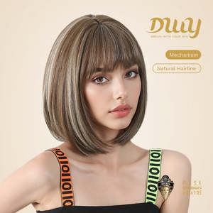 Jean-DWY 12-Inch Chic <b>Brown</b> MiraScalp <b>Wig</b> High Temperature Fiber Synthetic Hair Glueless Water Body Wave Styles High Fiber - Product Image 5