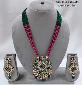 Long Motipearl Mala & Drop Pendentif Collier Ensemble À La Mode Ton Or Kundan perle Collier Boucles D'oreilles Ensemble Avec Femmes Filles - Product Image 6