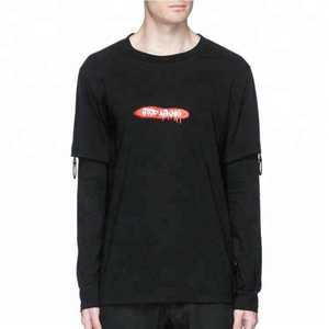 T-shirt Hip Hop à double manches Maillot respirant Col en O Logos imprimés Chemise longue pour jeune adulte pour les plus populaires - Product Image 1