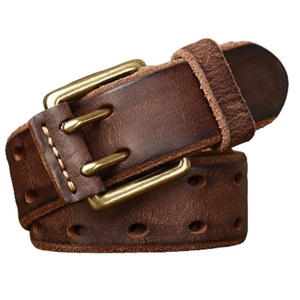 Cinturón de cuero genuino ligero marrón fresco para hombres Ancho ajustable Simple punta única Casual accesorio de moda aleación duradera - Product Image 5