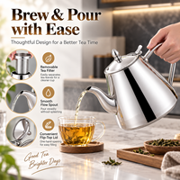 Bouilloire à thé en acier inoxydable OEM ODM avec filtre, pot à café et eau, théière personnalisable avec logo pour hôtels et restaurants