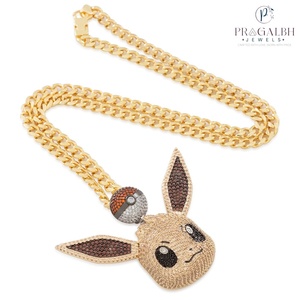 จี้สร้อยคอ eevee เครื่องประดับเพชรมอยส์ซอไนท์สุดเจ๋งสำหรับผู้ชายและผู้หญิงทำจากสเตนเลสโซ่ตามสั่ง - Product Image 3