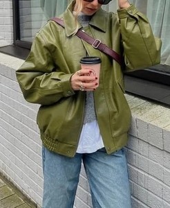 Customize Streetwear Women's Jackets Premium Stylish Genuine Leather Jackets Wholesale OEM Fashion <b>Real</b> Leather Jacket - Product Image 4