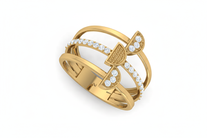 14K Gold & Natural Diamond Women's Luxury Classical Design Ring with 25 <b>Stones</b> Round Brilliant Cut | 0.20Ctw - Product Image 4