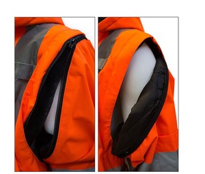 <b>Orange</b> <b>Hi</b> <b>Vis</b> Polyester Reflective Safety <b>Jacket</b> Customizable Logo Zipper Workwear High Visibility Fluorescent Coat Bomber Style - Product Image 3