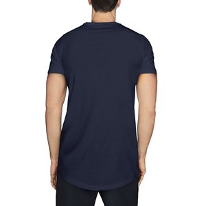 Men Longline <b>TShirt</b> with Split Round Hem Reflective Print Gym Sports Tee - Product Image 2