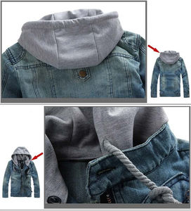 Veste en jean décontractée pour homme, élégante, légère, vêtement d'extérieur tendance, streetwear, fermeture éclair, design moderne - Product Image 2