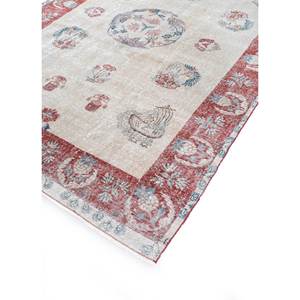 Tapis en laine noué à la main beige-brun vintage pour la maison - Idéal pour salon, couloir, entrée, chambre d'adolescent - Motif médaillon rectangulaire en puzzle - Product Image 2