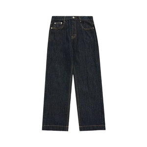 Pantalones vaqueros rectos drapeados sueltos versátiles Unisex personalizados lavado medio para verano Pantalones largos estilo coreano Casual Denim crudo - Product Image 3