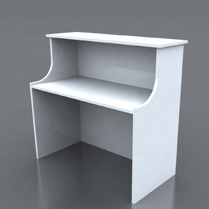 White <b>Reception</b> Desk <b>Counter</b> for Salon Clinic Office Retail Store Exhibition Booth Flat Pack Melamine Front <b>Counter</b> - Product Image 1