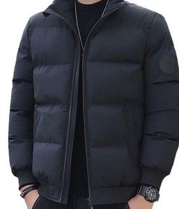 Tissu denim fin et écologique à séchage rapide avec logo personnalisé pour hommes veste matelassée d'hiver décontractée en coton de grande taille avec col montant - Product Image 4