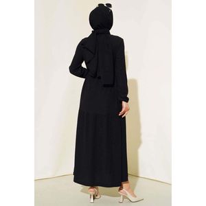 Robe à couches superposées en crêpe noire TR, motif régulier, plusieurs tailles - Product Image 4