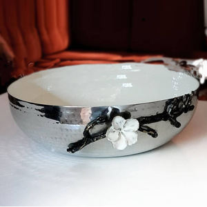 Bol de service alimentaire en acier inoxydable de qualité créative, finition argentée, texture martelée, plat à noix, prix d'usine - Product Image 1