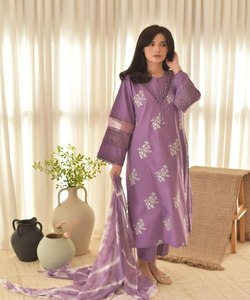 FANCY ROMAN SILK EMBROIDERY WORK TOP BOTTOM WITH DUPATTA FESTIVE WEAR WHOLESALE PRICE ETHNIC GARMENT RANI INDIAN PAKISTANI SET - Product Image 3