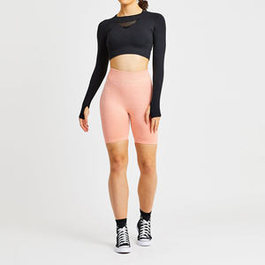 Short de yoga taille haute pour femme Short d'entraînement décontracté tendance avec fermeture à la taille élastique respirant teint uni avec motif chaud - Product Image 3