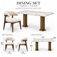 Chaise de restaurant italienne commerciale avec table en marbre pour hôtel, café, bistrot, ensemble de mobilier de restaurant
