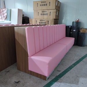 โซฟาเบาะหนัง PU สีชมพูสำหรับร้านอาหาร, ม้านั่งแบบมีพนักพิงแนวตั้งสำหรับเฟอร์นิเจอร์คาเฟ่ บาร์ โรงแรม - Product Image 6