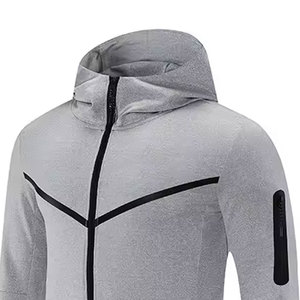 2024 chándales entrenamiento personalizado Jogging cómodo cremallera sudaderas con capucha trajes conjunto de dos piezas chándales para hombres - Product Image 5