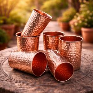 Ayurvedic copper tumbler Copper water for health Drinking water copper <b>glass</b> Ayurvedic copper <b>glass</b> <b>set</b> Health copper water - Product Image 3