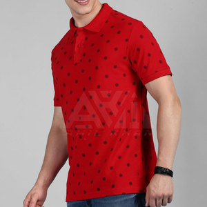 Polo pour homme rouge imprimé avec logo personnalisé, en coton piqué, à manches courtes, décontracté, pour le golf, vente en gros - Product Image 2