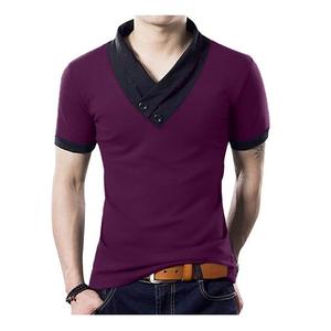 Servicio OEM disponible 100% algodón manga corta con cuello en V camiseta Color sólido Jersey único Bangladesh precio de fábrica logotipo personalizado - Product Image 4