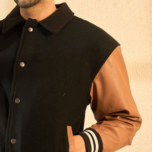 Your Own New Arrival Product <b>With</b> Embroidery Contrast Color Leather Long Sleeve College Baseball Varsity <b>Jackets</b> For Wholesale - Product Image 5