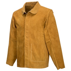 แจ็กเก็ตและหมวกงานเชื่อมหนังวัวแบบแยกสำหรับผู้ชายทนทานต่อเปลวไฟเสื้อแจ็กเก็ตนิรภัยสำหรับช่างเชื่อมหลังเปิดทนทาน - Product Image 2