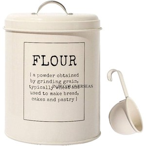 Olla de lata de almacenamiento de alimentos y otros artículos hecha de metal de calidad superior con recubrimiento en polvo de color blanco con logotipo personalizado y tamaño disponible - Product Image 1