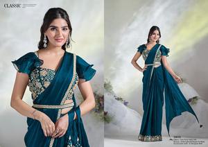 New 2024 Latest Evergreen Designer Outfit Tone Satin Silk Saree Blouse With Sequence and Hand Work Whole Sale Factory <b>Supply</b> - Product Image 2