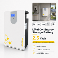Batería de Pared de 2.5kWh LiFePO4 para Almacenamiento de Energía Solar Residencial con CAN BMS para Respaldo de Energía Doméstica