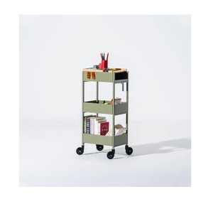 Grey Shade <b>Trolley</b> <b>Serving</b> Unique Uplifted 2 Level Bar Cart 2 Tiers with Wheels Wood Metal <b>Serving</b> Cart Manufacturer Wholesale - Product Image 1