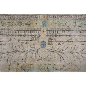 พรมขนาด 2.8x10.1 ฟุต, พรมตุรกีโบราณ, พรมขนสัตว์สีเบจ-น้ำเงิน - Product Image 5