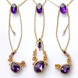 สินค้ามาใหม่ทองและโรเดียม925วินเทจสร้อยคอเงินอเมทิสต์สร้อยแบบโซ่สีม่วงหินธรรมชาติสำหรับปาร์ตี้ - Product Image 6