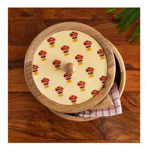 Custom Design Mango Wood Roti Enamel Printed <b>Box</b> With Lid & Newest Design Roti <b>Box</b> High Quality In India - Product Image 5