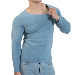 Hommes grande taille chemises thermiques col rond manches longues polaire doublé couche de base haut hiver chaud grand sous-vêtement temps froid sous-vêtements - Product Image 2