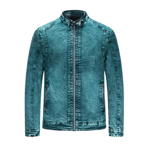 Veste denim bleue rembourrée pour hommes, design personnalisé OEM, avec boutonnage surdimensionné et vestes à manches longues - Product Image 1
