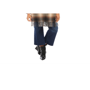 Veste à franges à carreaux Karen Kane, marron, avec logo personnalisé, en cuir de mouton, daim et polyester teint, pour l'automne et le printemps - Product Image 3