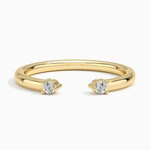 Ensemble de deux pierres rondes brillantes taillées en diamant cultivé en laboratoire en or véritable massif 14k diamant bijoux fins Double pierre bague ouverte - Product Image 1