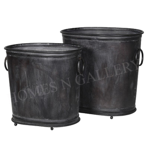 Hot Selling Attractive Design Galvanized Metal Iron <b>Large</b> Size Round shape Outdoor Planters Pots At Cheap Price From India - Product Image 4