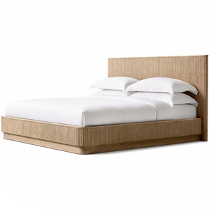 Meubles de chambre à coucher modernes de luxe, ensemble de lits doubles en bois massif de chêne naturel - Product Image 3